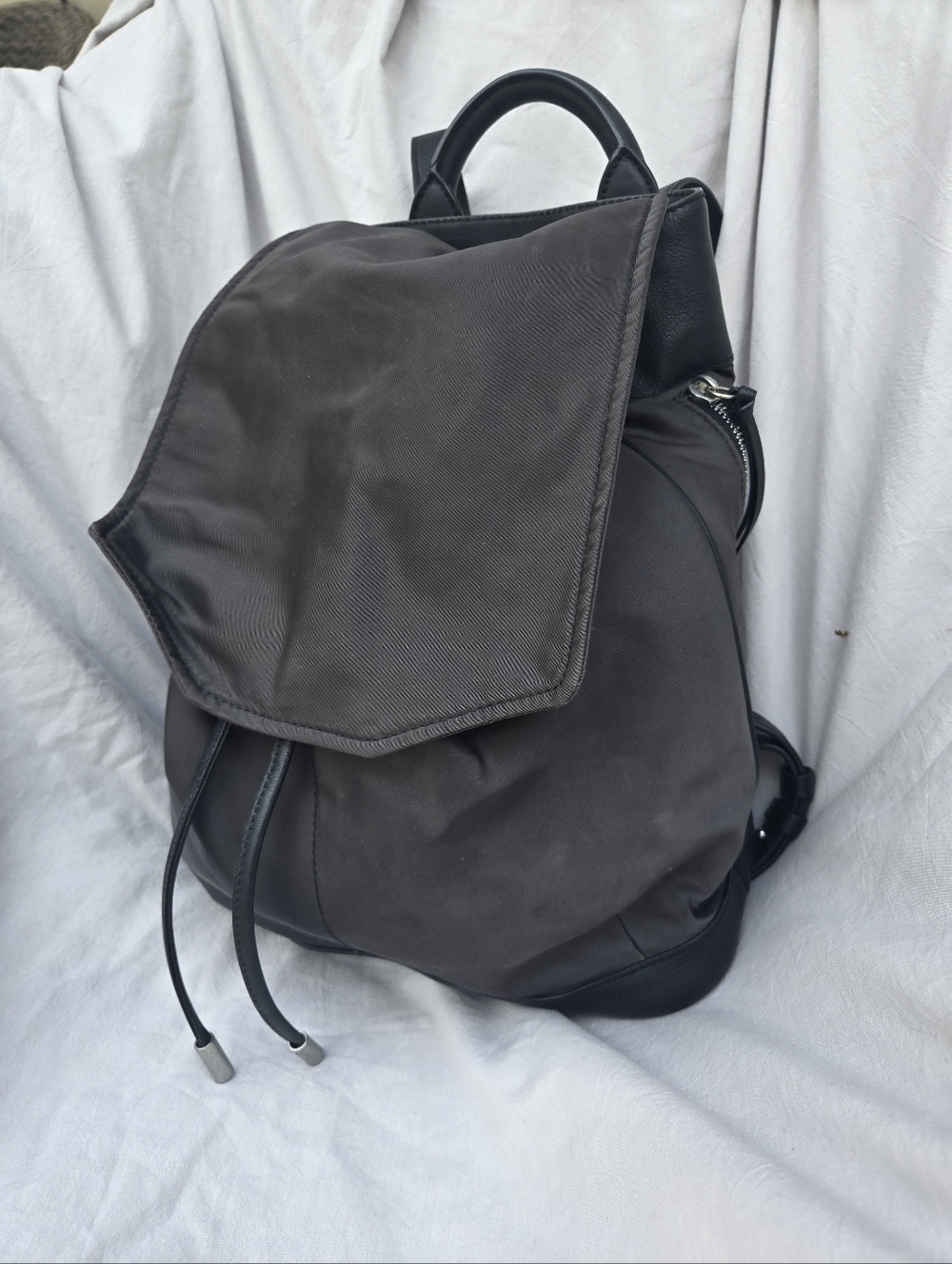 rag & bone Black Nylon Backpack with Silver Hardware